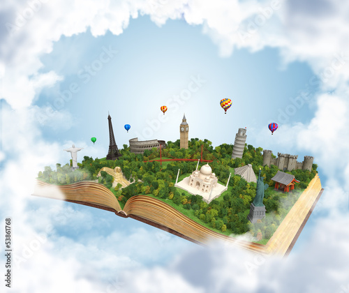 Illustration: concept book of world famous landmarks concept book of world famous landmarks