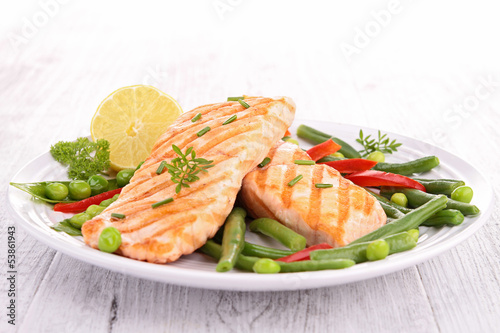 Photo: grilled salmon with vegetable grilled salmon with vegetable
