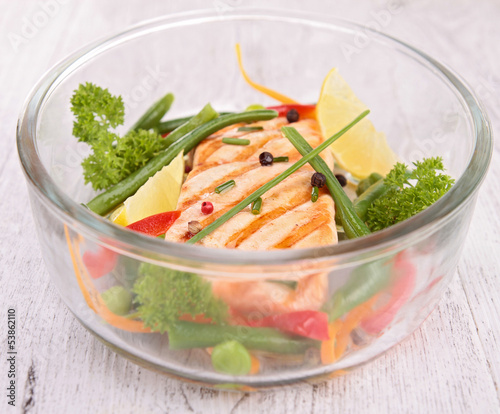 Photo: grilled salmon with vegetable grilled salmon with vegetable