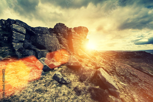 Photo: stanage edge sun flare stanage edge sun flare