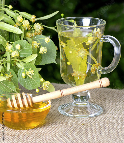Photo: Linden honey and linden tea Linden honey and linden tea