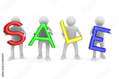 Illustration: Sale on white background. Isolated 3D image Sale on white background. Isolated 3D image