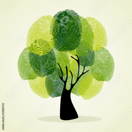 Vector: Finger prints tree background set Finger prints tree background set