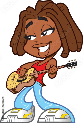 Vector: Black Woman Playing Guitar Black Woman Playing Guitar