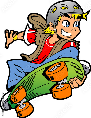 Vector: Boy Doing Skateboard Jump Boy Doing Skateboard Jump