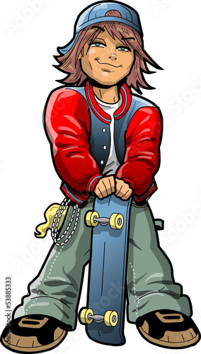 Vector: Boy With Skateboard Boy With Skateboard