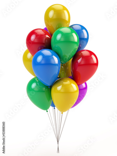 Illustration: Colorful balloons isolated on white Colorful balloons isolated on white