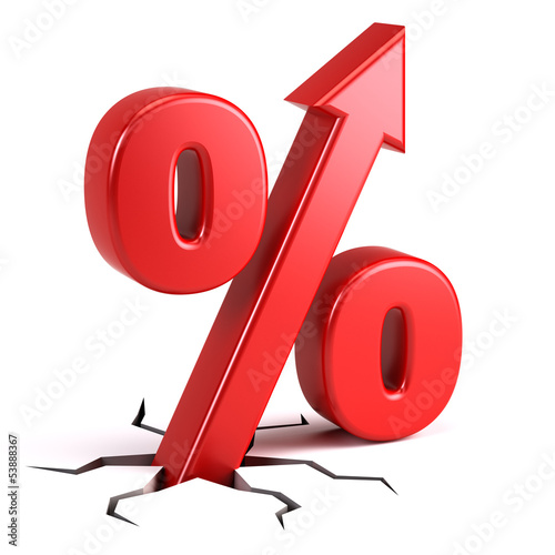 Illustration: Percentage sign with UP arrow Percentage sign with UP arrow