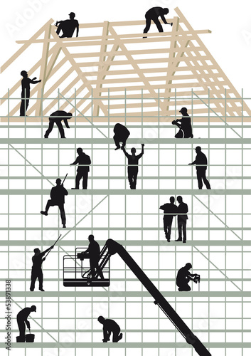 Vector: Bauhandwerker beim Hausbau Bauhandwerker beim Hausbau