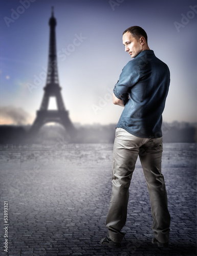 Photo: Fashion handsome man in Paris, France Fashion handsome man in Paris, France