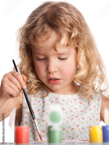 Photo: Girl, draws paint Girl, draws paint