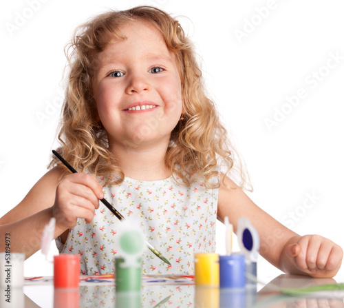 Photo: Girl, draws paint Girl, draws paint
