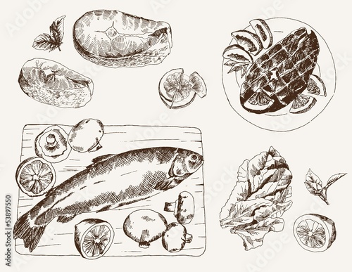 Vector: fish dish fish dish