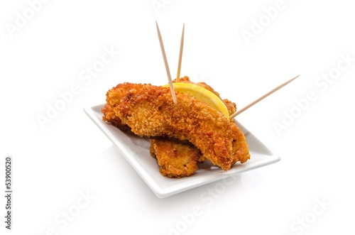 Photo: Lanières de poulet frit. Lanières de poulet frit.
