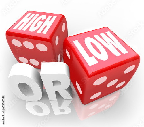 Illustration: High or Low Two Dice Words Minimum Maximum More Less High or Low Two Dice Words Minimum Maximum More Less