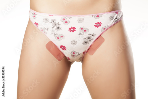 Photo: Adhesive plasters to the groin because of a problem with waxing Adhesive plasters to the groin because of a problem with waxing