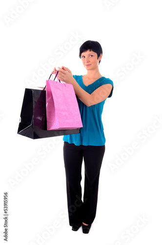 Photo: Frau mit Einkaufstüten Frau mit Einkaufstüten