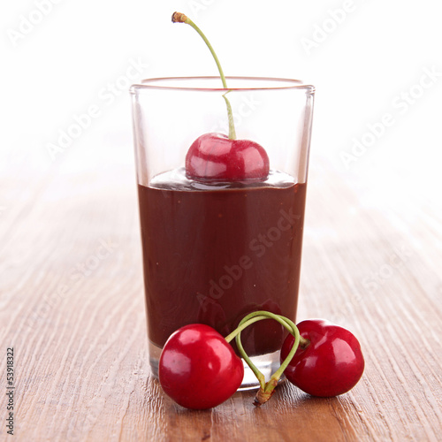 Photo: chocolate sauce and cherry chocolate sauce and cherry