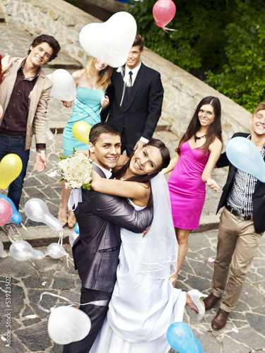 Photo: Couple at wedding outdoor. Couple at wedding outdoor.