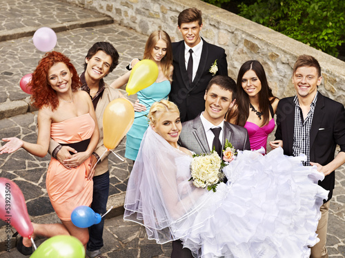 Photo: Group people at wedding outdoor. Group people at wedding outdoor.