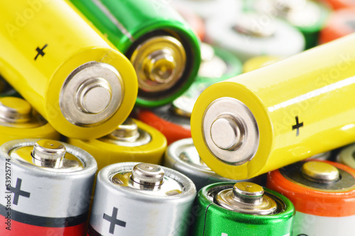 Photo: Composition with alkaline batteries. Chemical waste Composition with alkaline batteries. Chemical waste