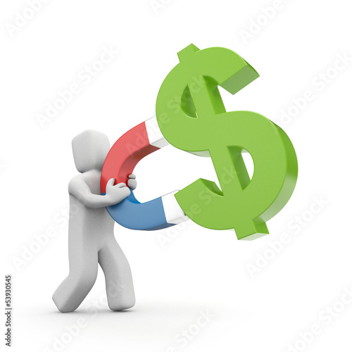 Illustration: 3d guy attraction of investments 3d guy attraction of investments