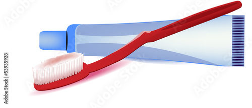 Vector: tubetto dentifricio e spazzolino tubetto dentifricio e spazzolino
