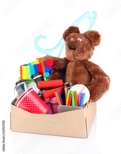 Photo: Personal property in carton isolated on white Personal property in carton isolated on white