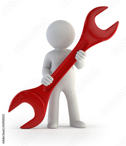 Illustration: 3d small people - big tool in hands 3d small people - big tool in hands