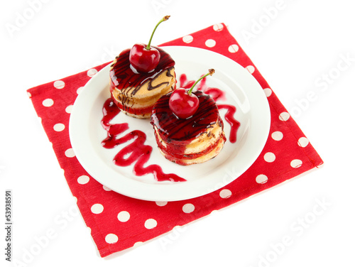 Photo: Tasty biscuit cakes with jam and berries Tasty biscuit cakes with jam and berries