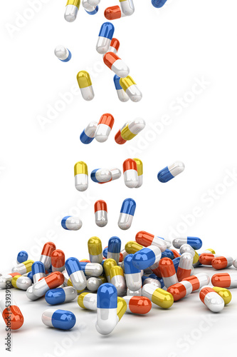 Illustration: Pills falling Pills falling