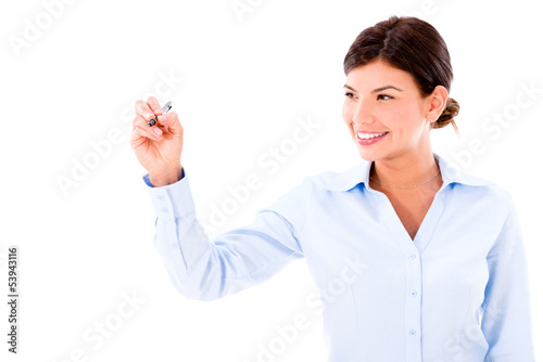 Photo: Business woman holding pen Business woman holding pen