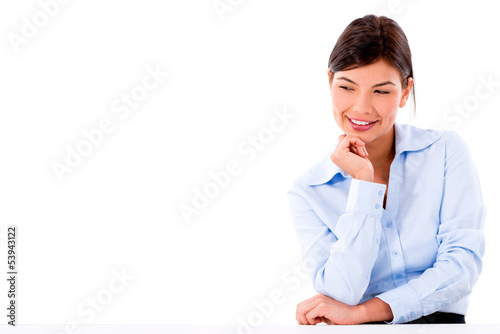 Photo: Business woman looking on the table Business woman looking on the table