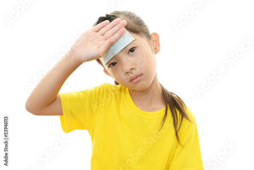 Photo: 風邪にり患した女の子 風邪にり患した女の子