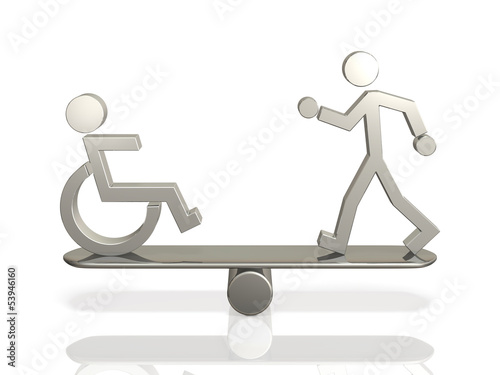 Illustration: Equal rights of people with disabilities and able bodied person. Equal rights of people with disabilities and able bodied person.