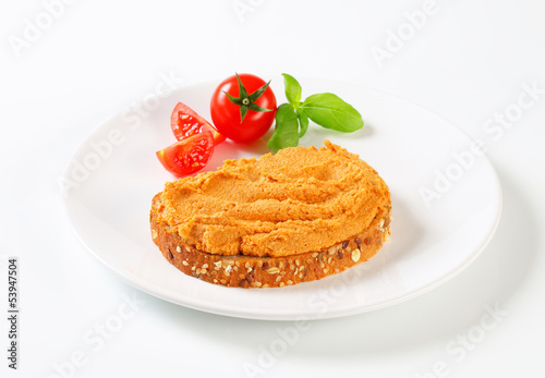 Photo: Bread with tomato spread Bread with tomato spread