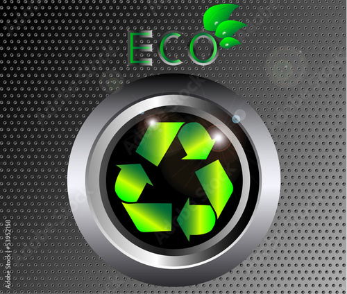 Vector: Recycle ecology Sign on black metal button vector illustration Recycle ecology Sign on black metal button vector illustration