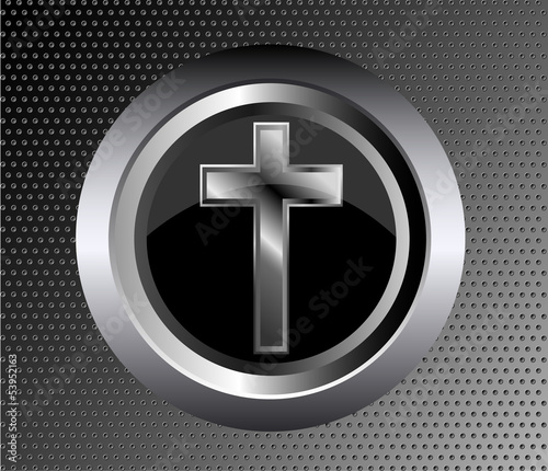 Vector: holy cross symbol of the Christian faith on a black metal button holy cross symbol of the Christian faith on a black metal button