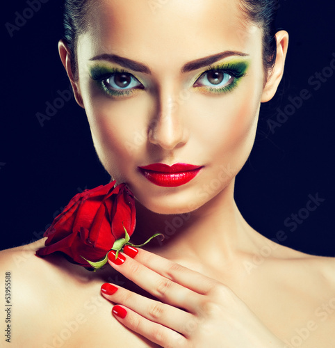 Photo: Blonde model with fashion make-up and manicure Blonde model with fashion make-up and manicure