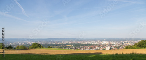 Photo: Panorama sur la plaine et la ville de bâle Panorama sur la plaine et la ville de bâle