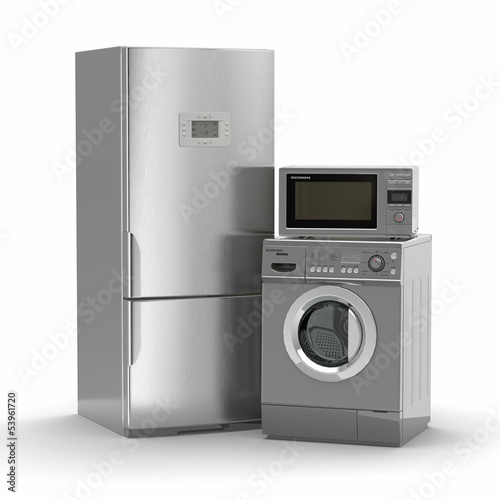 Illustration: Home appliances. Refrigerator, microwave and washing maching. Home appliances. Refrigerator, microwave and washing maching.