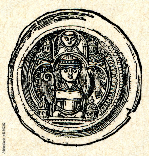 Illustration: Bracteate coin of Frederick I Barbarossa Bracteate coin of Frederick I Barbarossa