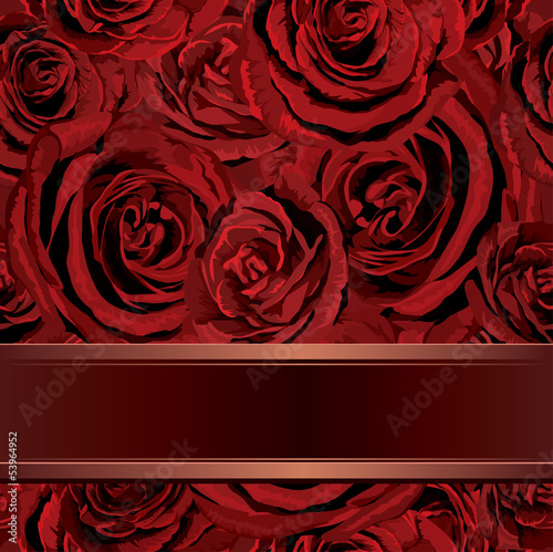 Vector: Greeting card with red roses. Greeting card with red roses.