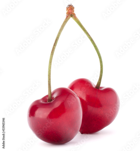 Photo: Two heart shaped cherry berries Two heart shaped cherry berries