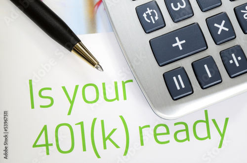 Photo: Focus on the investment in the 401K plan concept of retirement Focus on the investment in the 401K plan concept of retirement
