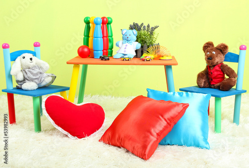 Photo: Modern child's room with equipment and toys Modern child's room with equipment and toys