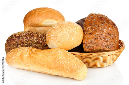 Photo: Variety of bread isolated on white Variety of bread isolated on white