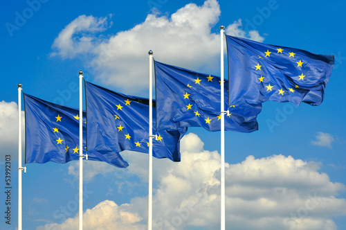 Photo: European Union flags European Union flags