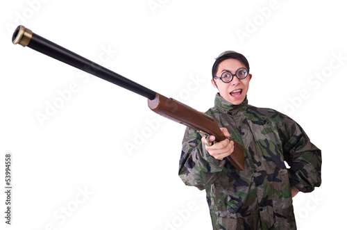 Photo: Funny soldier isolated on the white Funny soldier isolated on the white