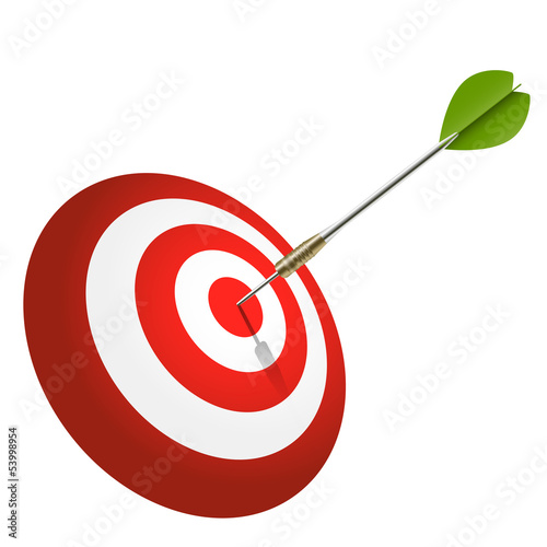 Vector: Dartscheibe mit Pfeil in Bullseye Dartscheibe mit Pfeil in Bullseye
